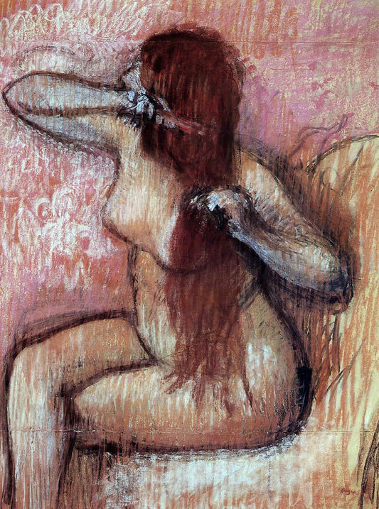  Edgar Degas Seated Nude Combing Her Hair - Canvas Print