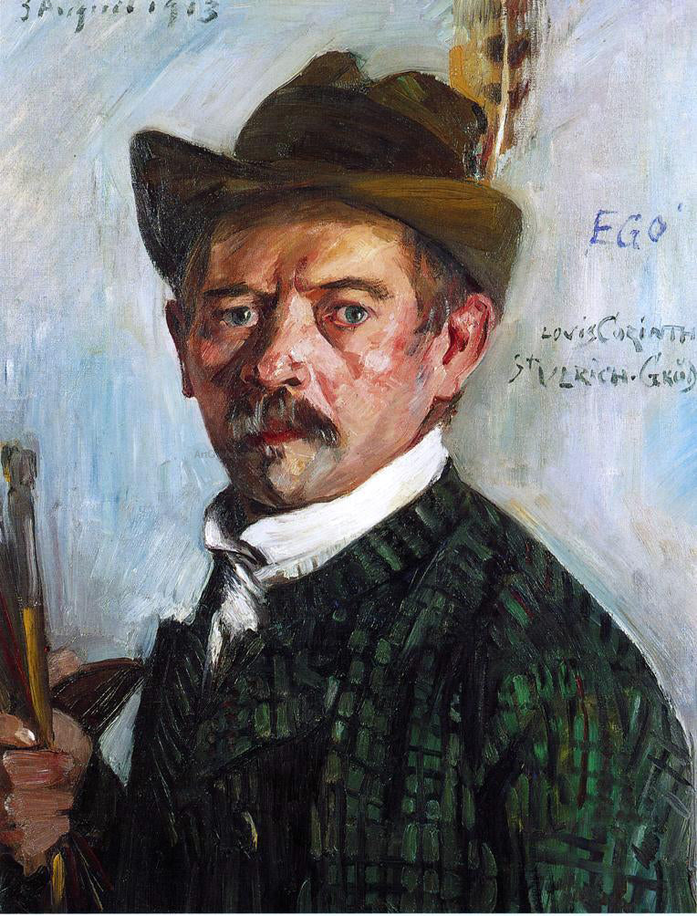  Lovis Corinth Self Portrait in a Tyrolean Hat - Canvas Print