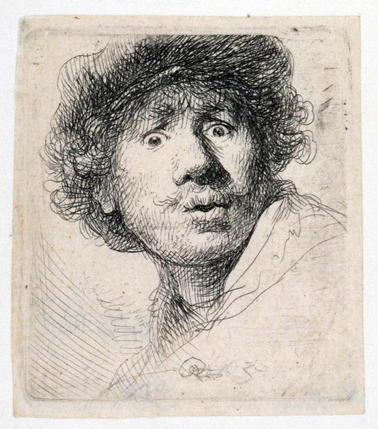  Rembrandt Van Rijn Self Portrait with a Cap, Openmouthed - Canvas Print