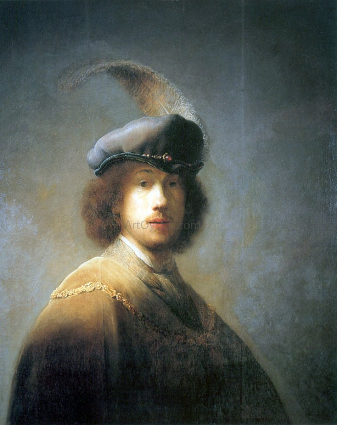  Rembrandt Van Rijn Self Portrait with Plumed Beret - Canvas Print