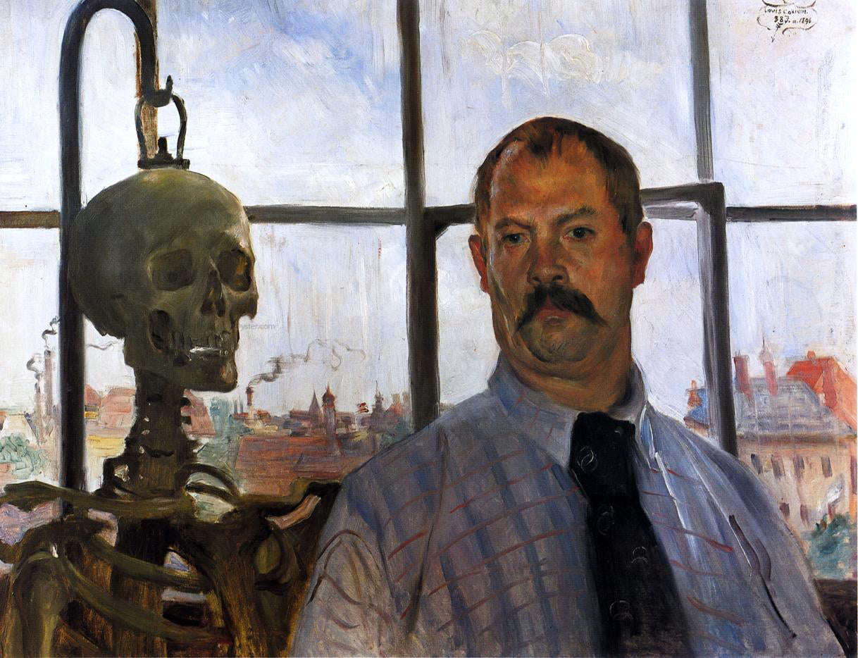  Lovis Corinth Self Portrait with Skeleton - Canvas Print