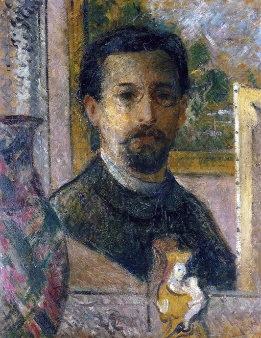  Gustave Loiseau Self Portrait with Statuette - Canvas Print