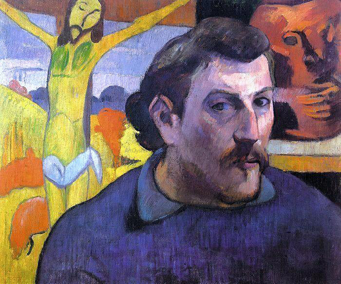  Paul Gauguin Self Portrait with 'Yellow Christ' - Canvas Print