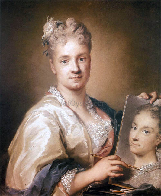  Rosalba Carriera Self-Portrait Holding a Portrait of Her Sister - Canvas Print