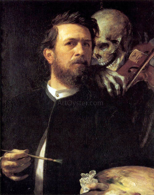  Arnold Bocklin Self-Portrait with Death as a Fiddler - Canvas Print