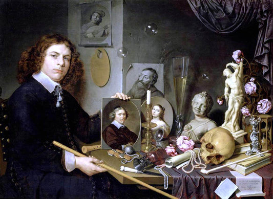  David Bailly Self-Portrait with Vanitas Symbols - Canvas Print