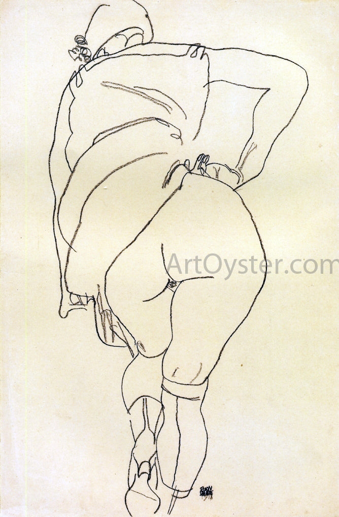  Egon Schiele Semi-Nude, Back View - Canvas Print