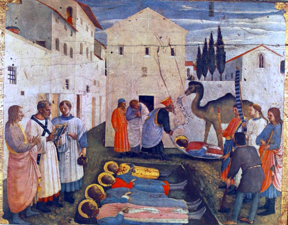  Fra Angelico Sepulchring of Saint Cosmas and Saint Damian (San Marco Altarpiece) - Canvas Print