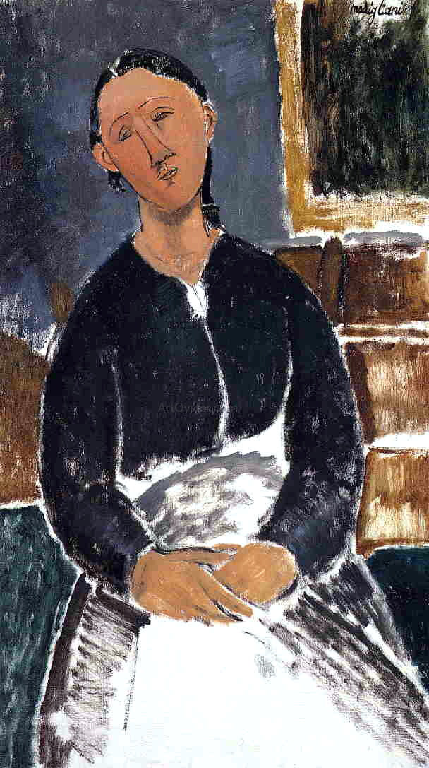  Amedeo Modigliani Serving Woman (also known as La Fantesca) - Canvas Print