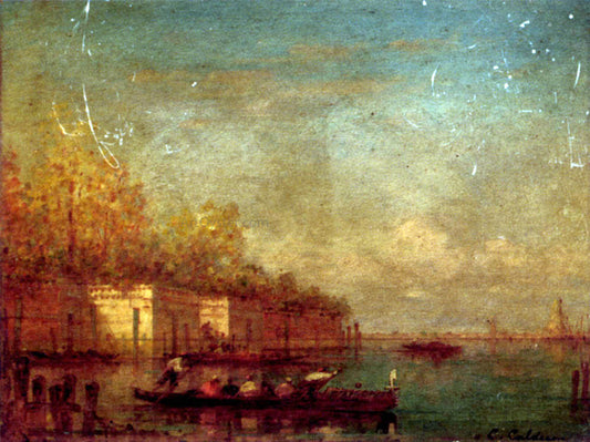  Charles Clement Calderon Setting Off In A Ferry In The Venetian Lagoon - Canvas Print