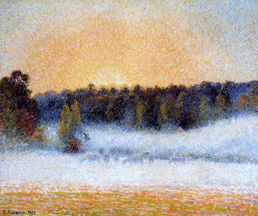  Camille Pissarro Setting Sun and Fog, Eragny - Canvas Print