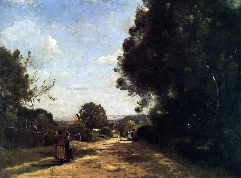  Jean-Baptiste-Camille Corot Sevres-Brimborion - View toward Paris - Canvas Print