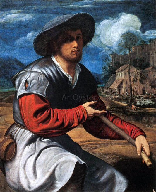  Giovanni Girolamo Savoldo Shepherd with a Flute - Canvas Print