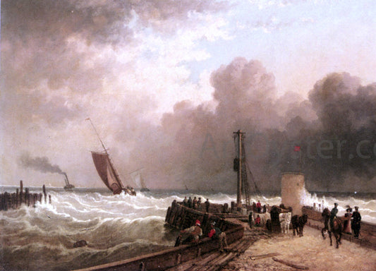  John Jock Wilson Shipping Approaching The Harbour Mouth In A Rough Sea - Canvas Print