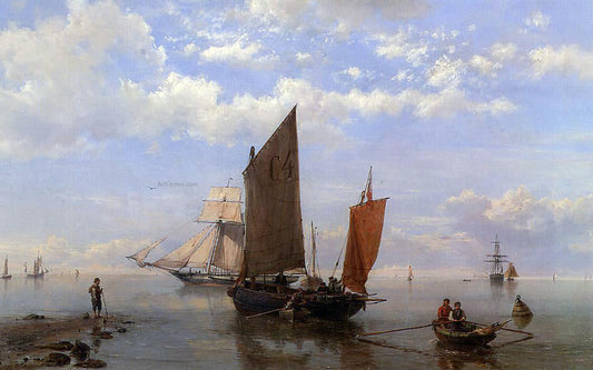  The Elder Hermanus Koekkoek Shipping in a Calm - Canvas Print