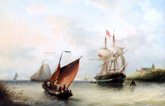  Nicolaas Riegen Shipping In A River Estuary On A Windy Day - Canvas Print