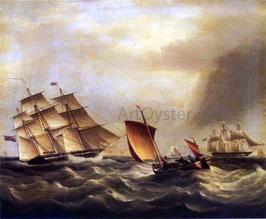  James E Buttersworth Shipping in Rough Seas - Canvas Print