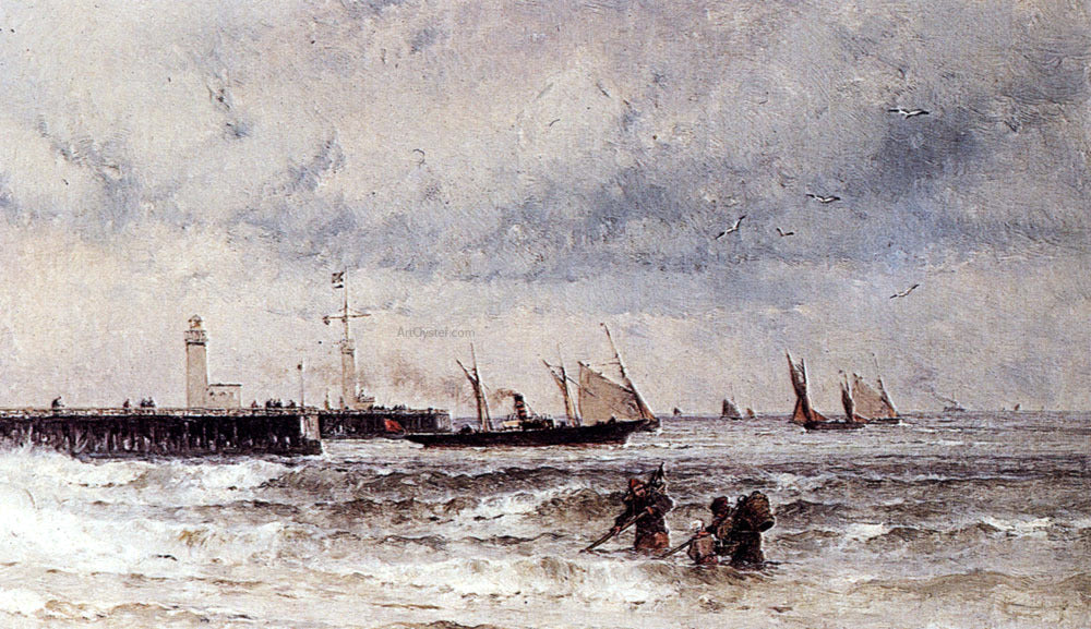  Theodor Alexander Weber Shipping Near A Harbour Entrance - Canvas Print
