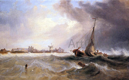  James Wilson Carmichael Shipping off a Coast in Choppy Seas - Canvas Print