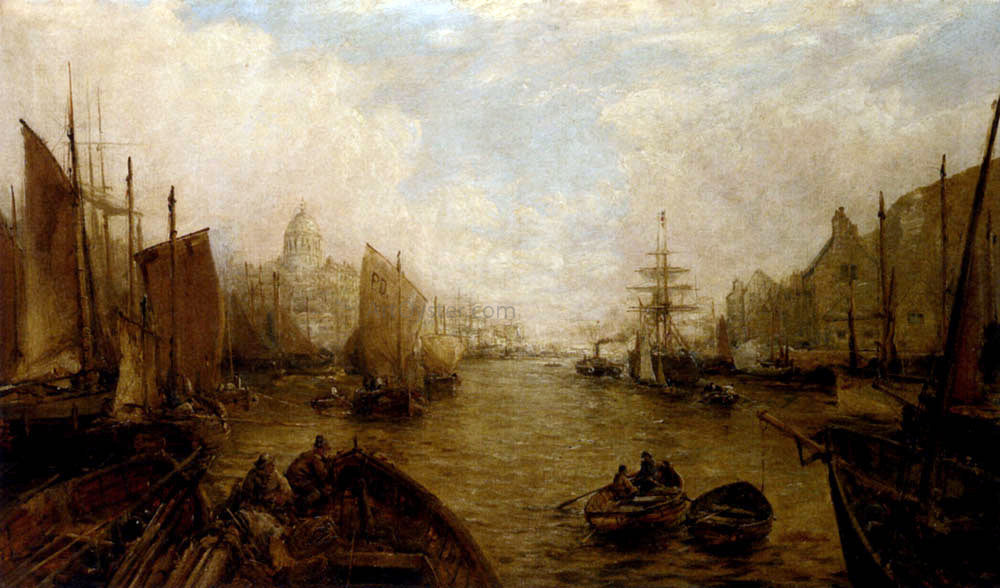  William Edward Webb Shipping on the Thames - Canvas Print