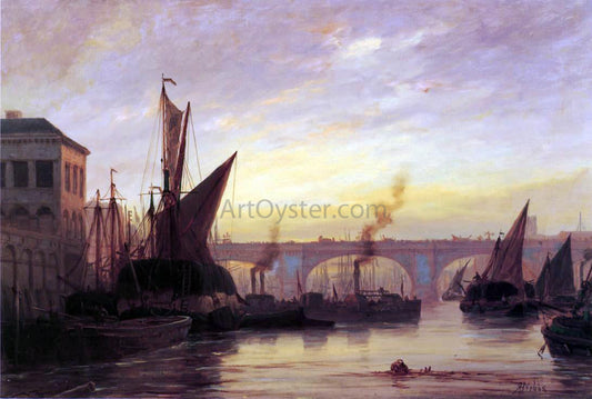  Richard Henry Nibbs Shipping on the Thames - Canvas Print