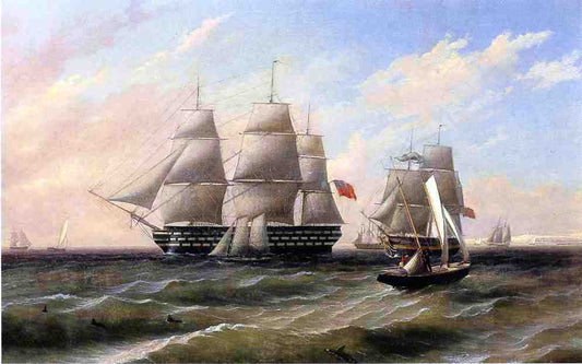  Thomas Birch Ships at Sea - Canvas Print