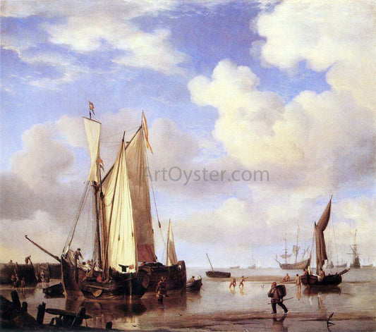  The Younger Willem Van de Velde Ships Close Inshore at Low Tide - Canvas Print