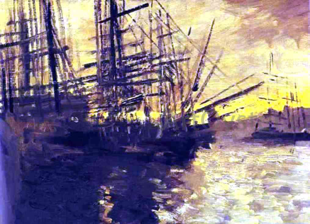  Constantin Alexeevich Korovin Ships in Marseilles Port. - Canvas Print