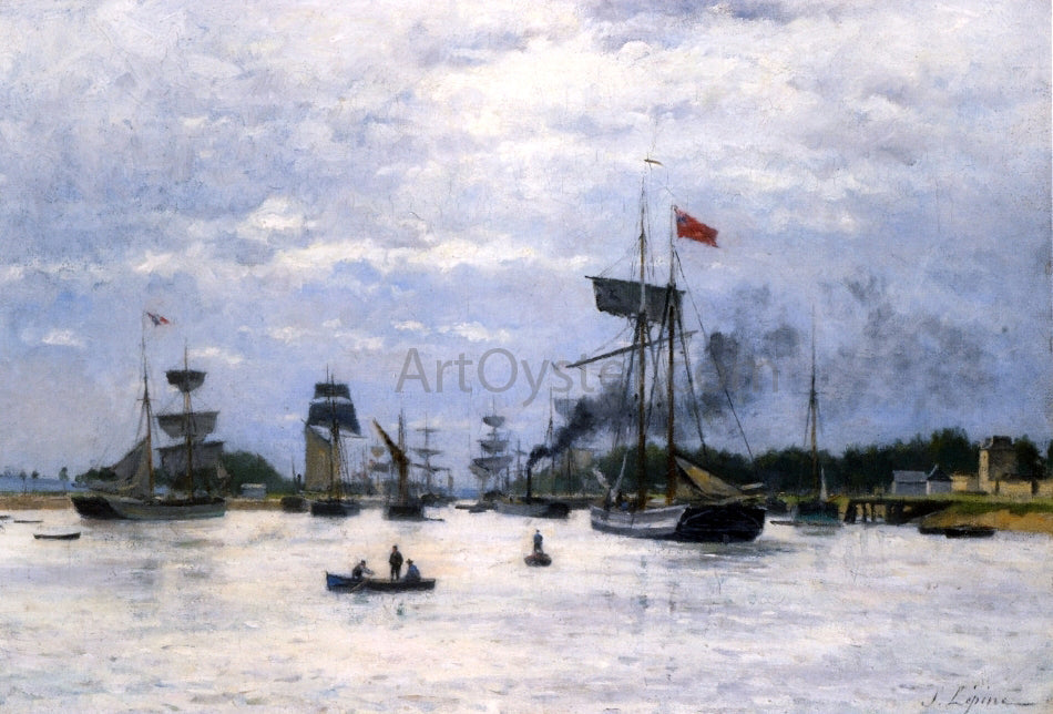  Stanislas Lepine Ships in Port - Canvas Print