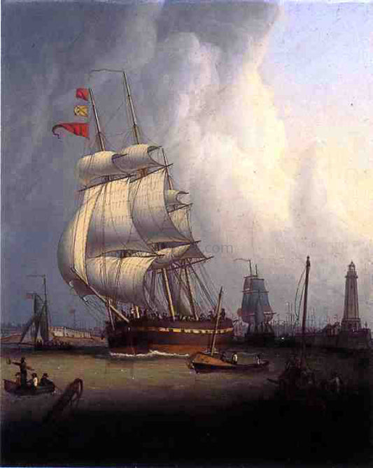  Robert Salmon Ships Leaving Boston Harbor - Canvas Print