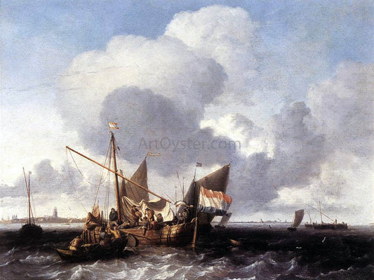  Ludolf Backhuysen Ships on the Zuiderzee Before the Fort of Naarden - Canvas Print