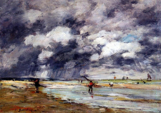  Eugene-Louis Boudin Shore at Low Tide, Rainy Weather, near Trouville - Canvas Print
