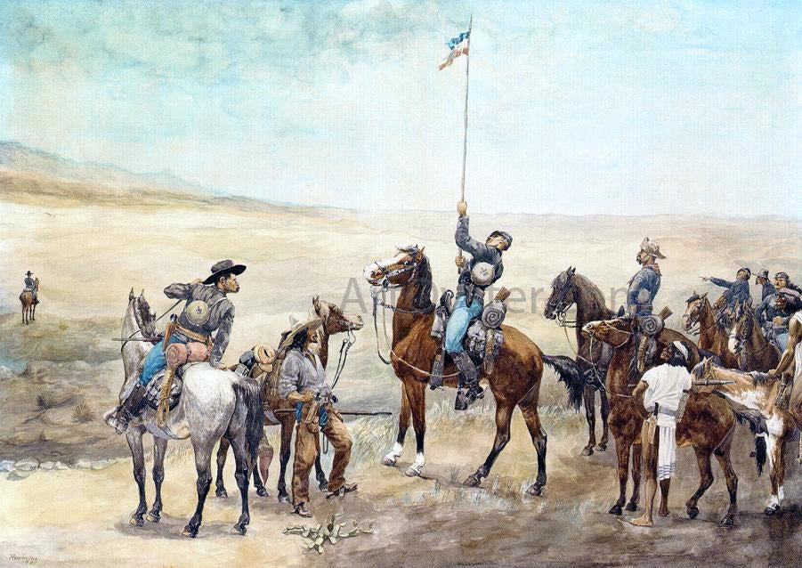  Frederic Remington Signaling the Main Command - Canvas Print