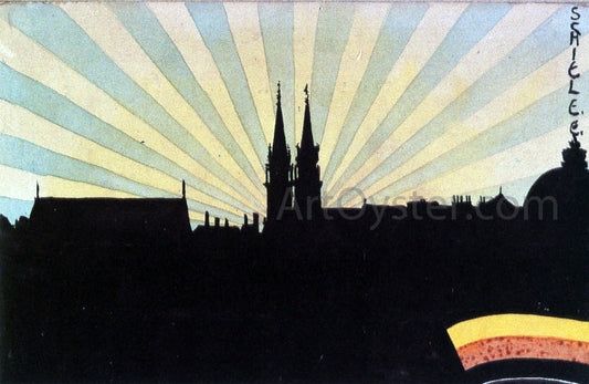  Egon Schiele Silhouette of Klosterneuburg - Canvas Print