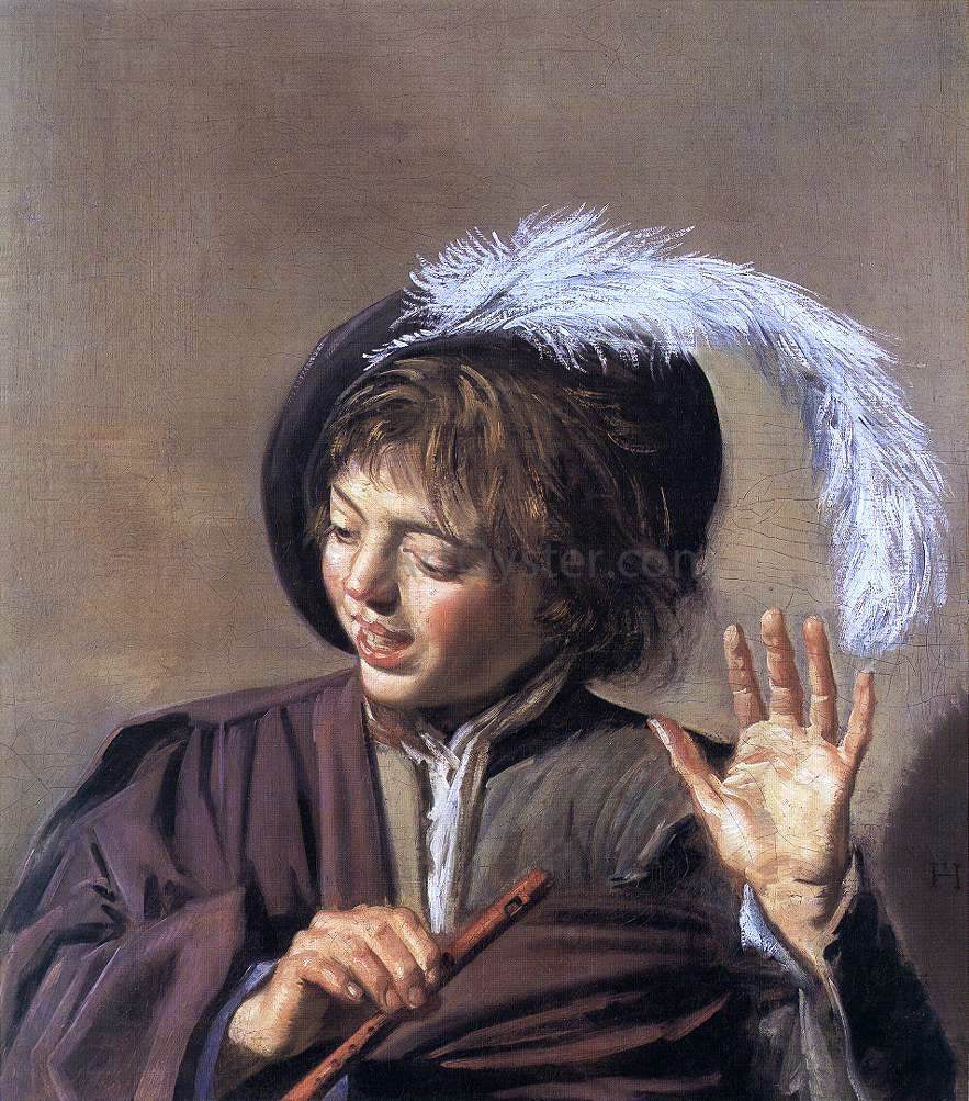  Frans Hals Singing Boy with a Flute - Canvas Print