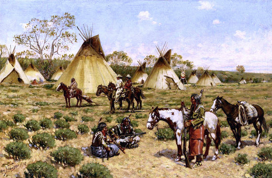  John Hauser A Sioux Encampment, Porcupine - Canvas Print