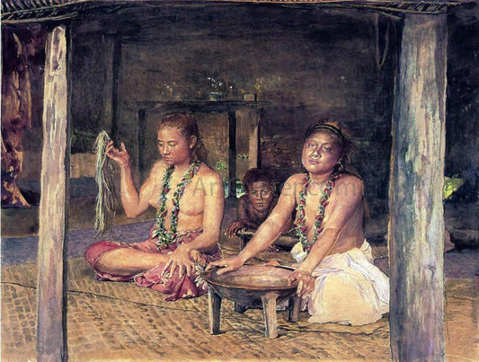  John La Farge Siva with Siakumu Making Kava in Tofae's House - Canvas Print