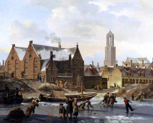  Jan Hendrik Verheijen Skaters on a Frozen Canal - Canvas Print