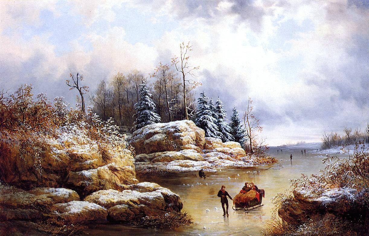  William Anthony Frerichs Skating in Winter - Canvas Print