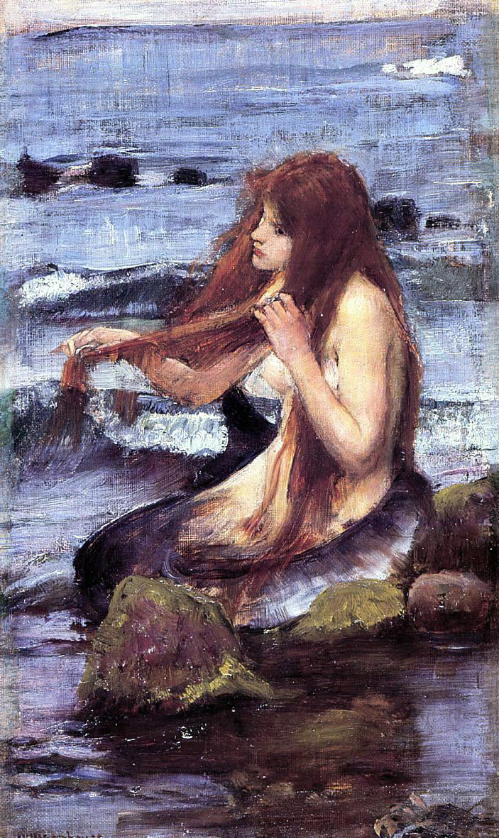  John William Waterhouse A Sketch for 'A Mermaid' - Canvas Print