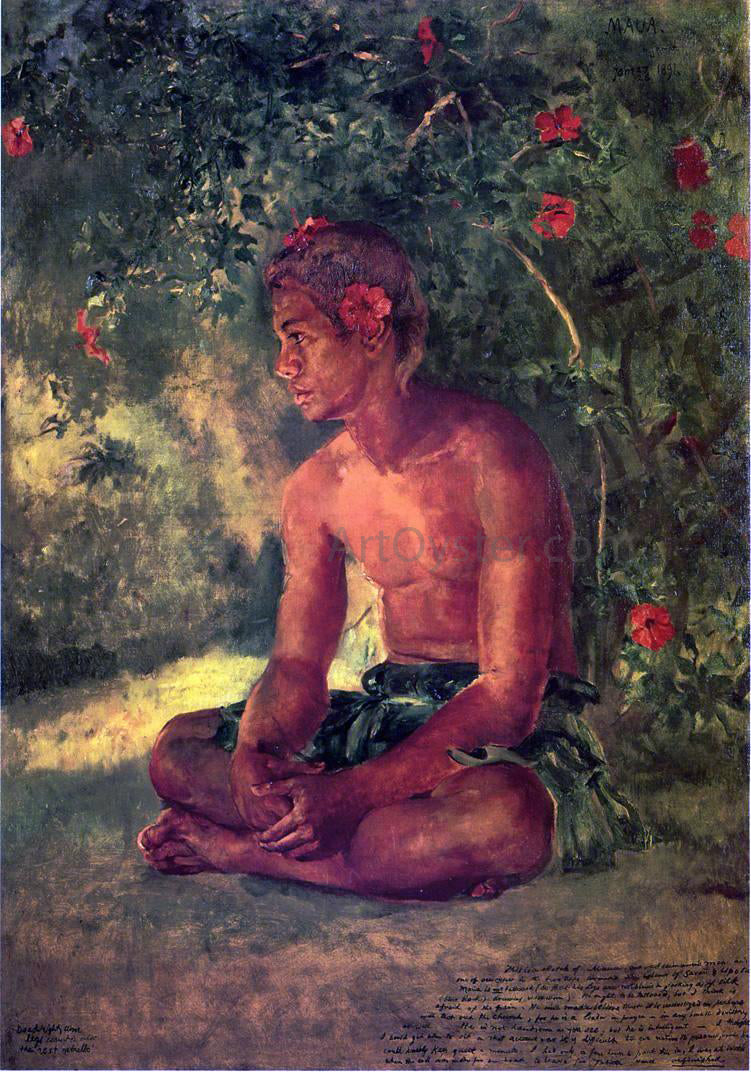  John La Farge Sketch of Maua, Apia, One of Our Boat Crew (also known as Maua, a Samoan) - Canvas Print