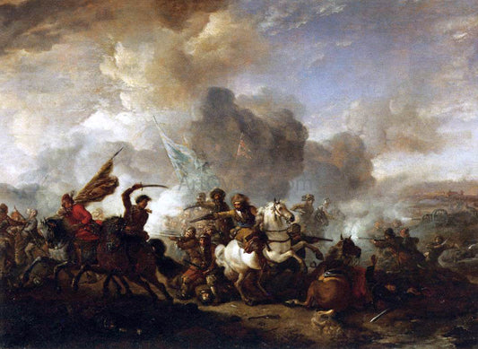  Philips Wouwerman Skirmish of Horsemen between Orientals and Imperials - Canvas Print