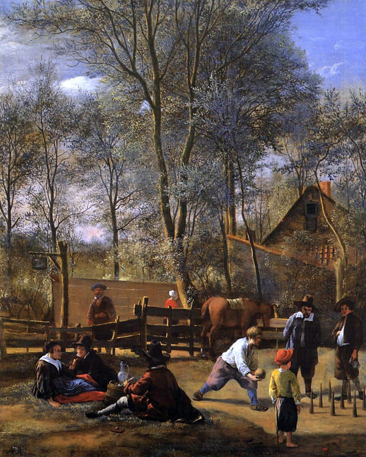  Jan Steen Skittle Players outside an Inn - Canvas Print