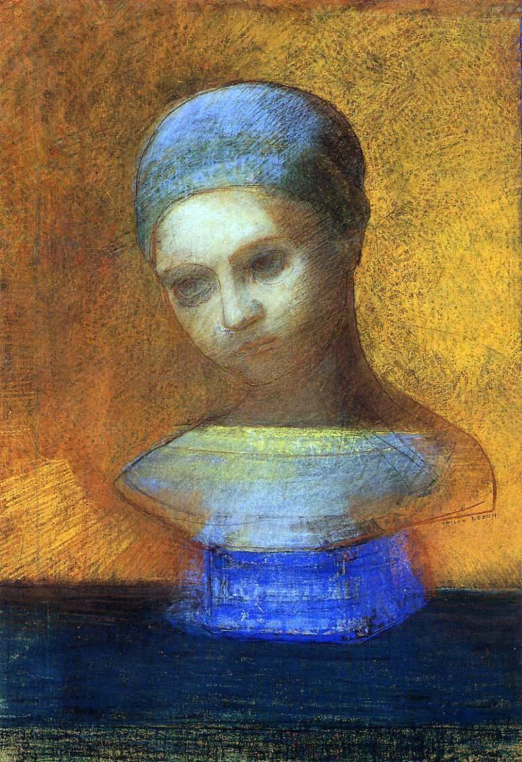  Odilon Redon Small Bust of a Young Girl - Canvas Print