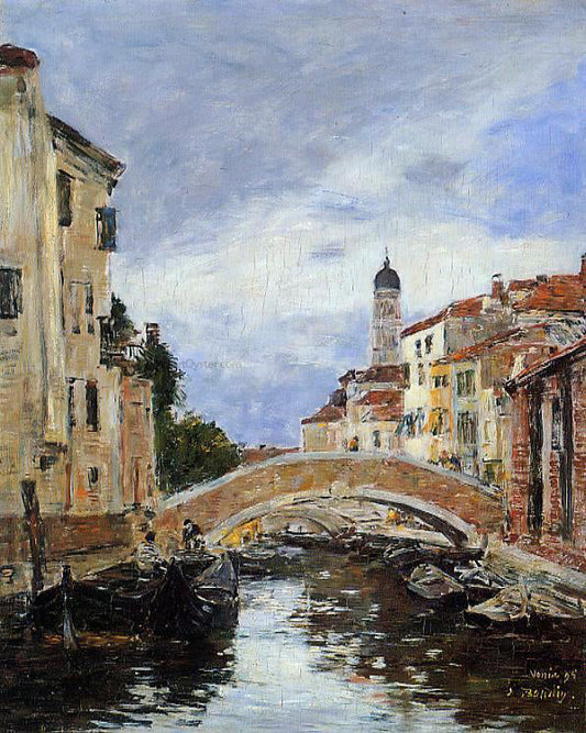  Eugene-Louis Boudin A Small Canal in Venice - Canvas Print