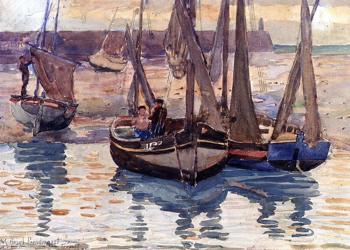  Maurice Prendergast Small Fishing Boats, Treport, France - Canvas Print