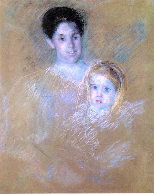  Mary Cassatt Smiling Mother with Sober-Faced Child - Canvas Print