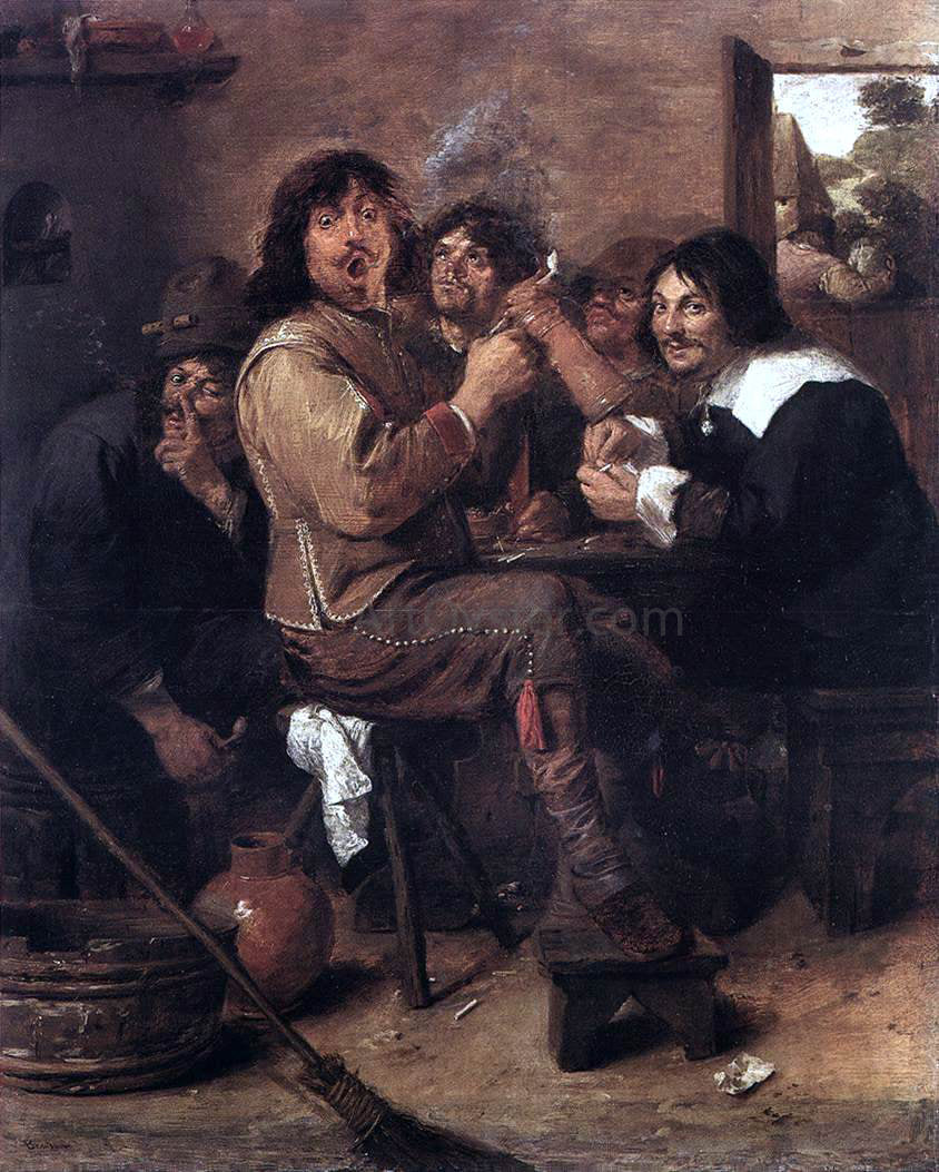  Adriaen Brouwer Smoking Men - Canvas Print