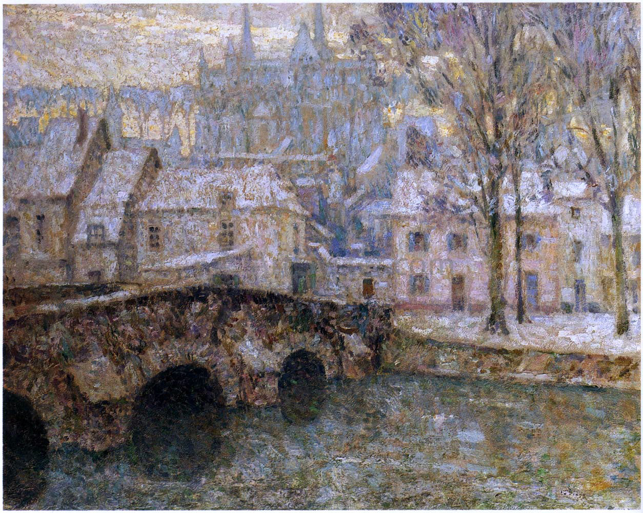  Henri Le Sidaner Snow at Chartres - Canvas Print