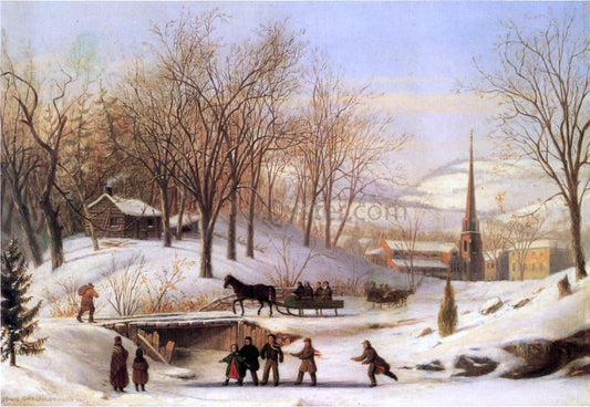  John Carlin Snow Scene at Utica - Canvas Print